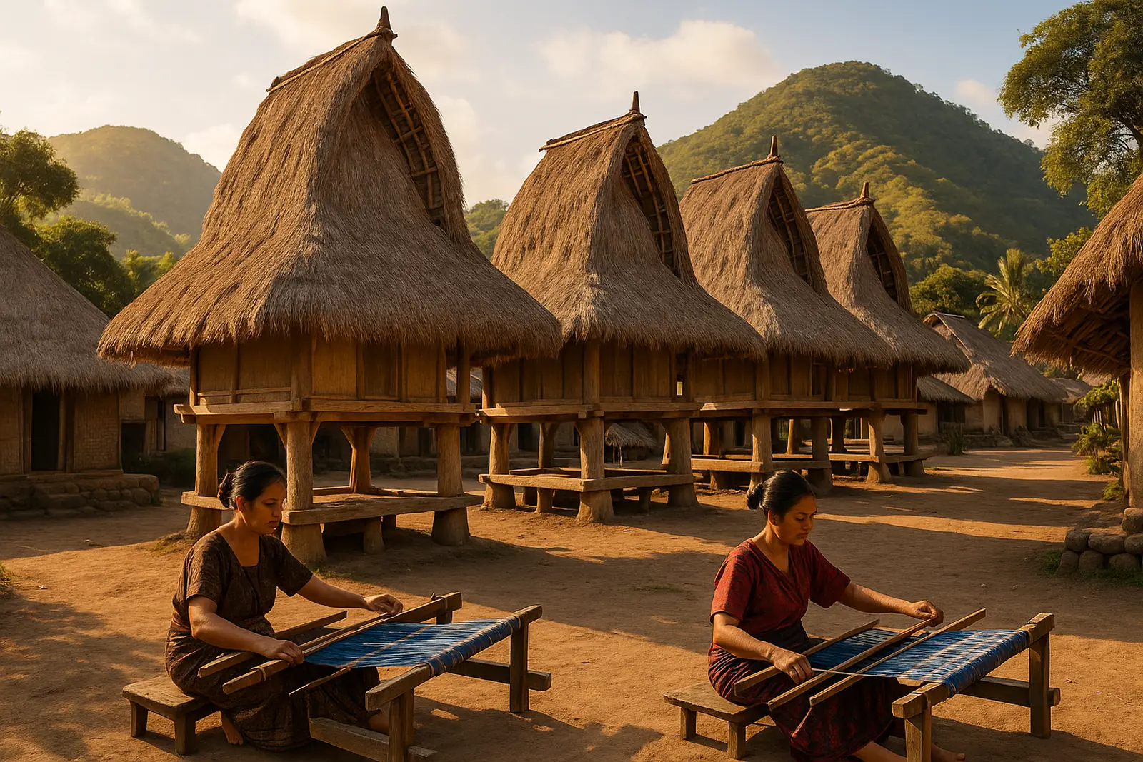 Village sasak traditionnel de Lombok avec ses greniers à riz lumbung