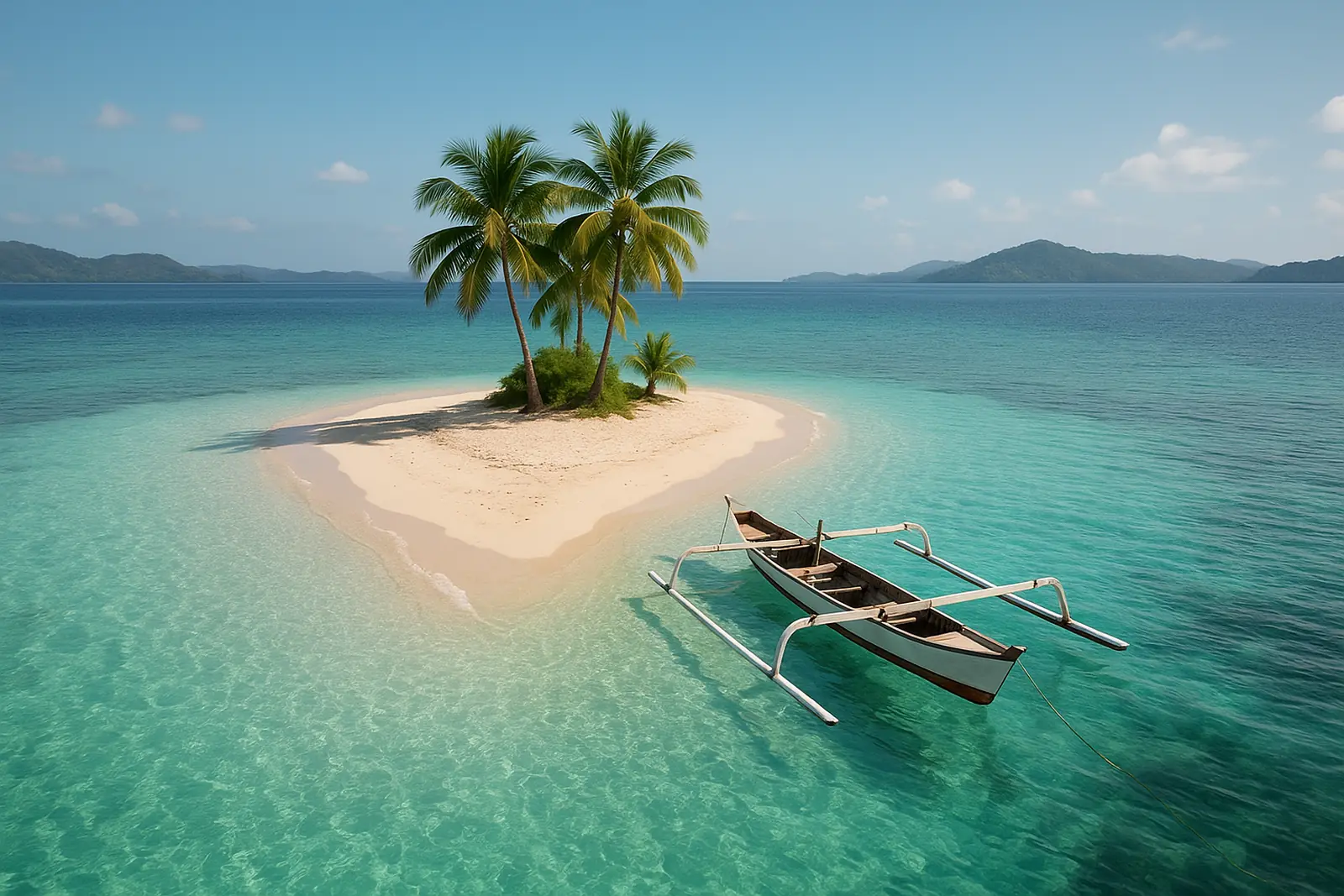 Îlot de sable blanc et eau turquoise à Sekotong au sud-ouest de Lombok